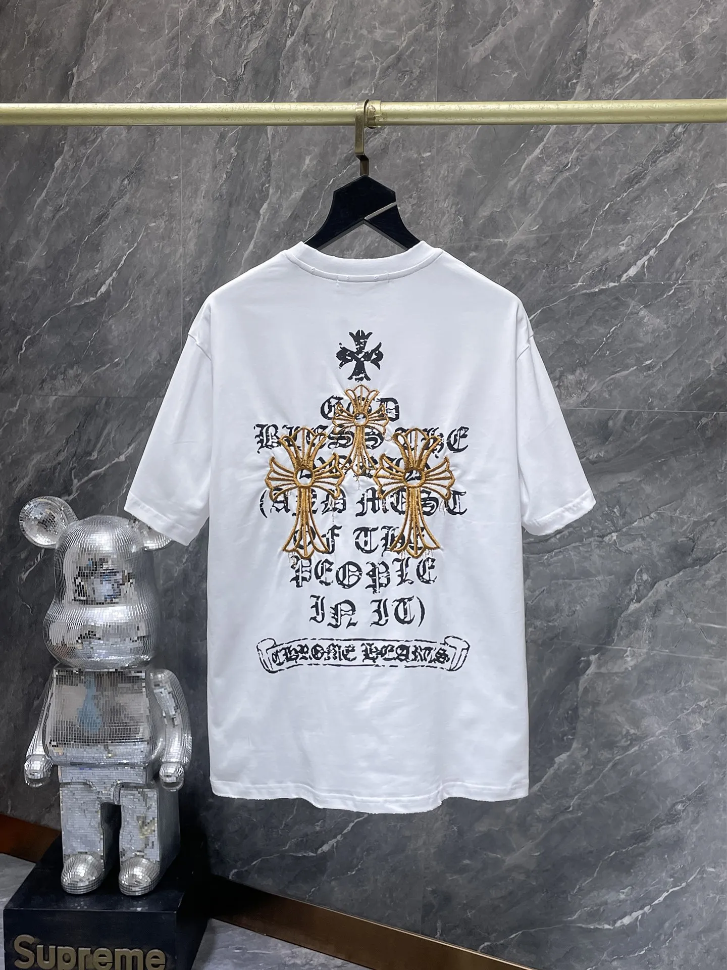 P150 New for summer Chrome Hearts 25ss High gram weight environmentally friendly high-quality top-grade fabric 280g Heavy cross embroidery hand-made frayed short sleeves Counter synchronization 1:1 replica version Recommended color: black white Size: S, M, L, XL